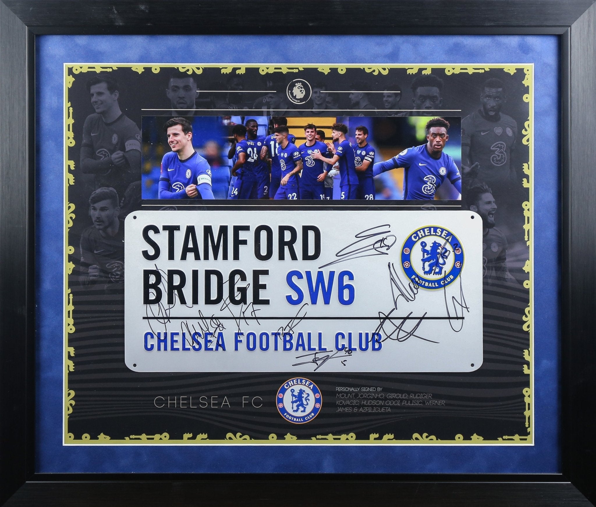 Multi Signed Chelsea Roadsign Framed Display - Memorabilia Framers Shop